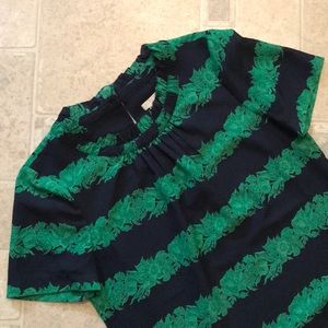 J. CREW Beanstalk Floral Striped Top